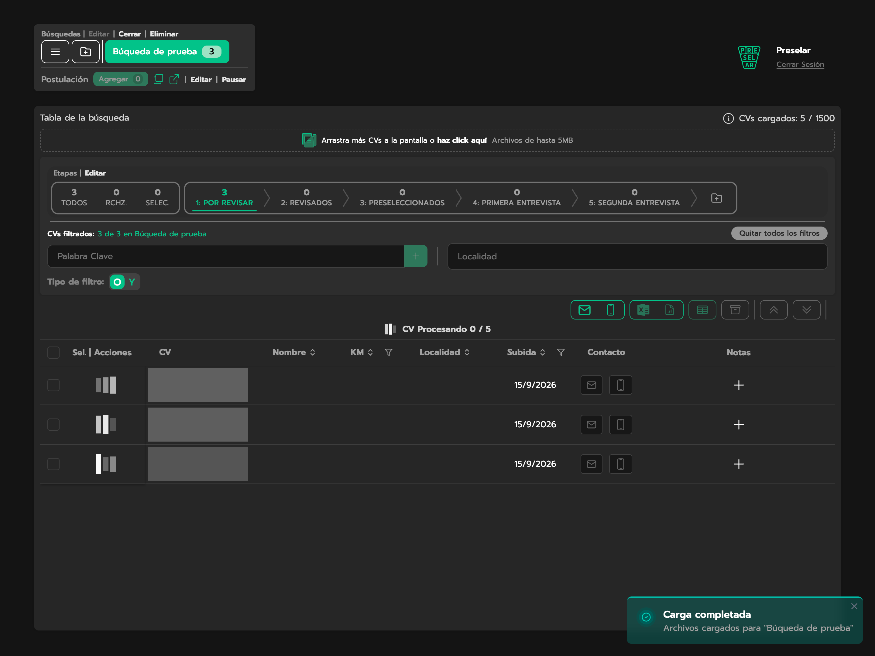 Carga Manual de CV 3